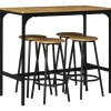 HOMCOM Bartisch mit Barhocker Set 5-tlg. im Industriedesign Rustikal-Braun