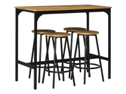 HOMCOM Bartisch mit Barhocker Set 5-tlg. im Industriedesign Rustikal-Braun