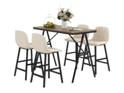 HOMCOM Bartisch mit Barhocker Set 5-Teilige 120 x 60 x 91 cm* Möbelserien