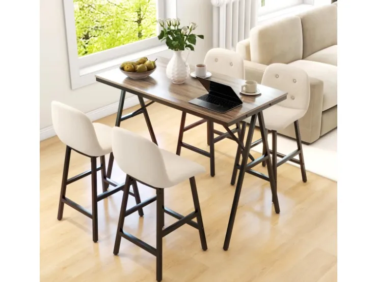 HOMCOM Bartisch mit Barhocker Set 5-Teilige 120 x 60 x 91 cm* Möbelserien