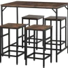 HOMCOM Bartisch mit Barhocker 5-Teilig Stahl Rustikal-Braun 100 x 60 x 88 cm* Hocker