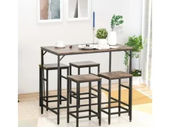 HOMCOM Bartisch mit Barhocker 5-Teilig Stahl Rustikal-Braun 100 x 60 x 88 cm* Hocker