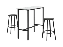 HOMCOM Bartisch mit Barhocker Set 3-Teilig Stahl Weiß Schwarz