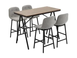 HOMCOM Bartisch mit Barhocker Set 5-Teilig Stahl Hellgrau 120 x 60 x 91 cm* Möbelserien