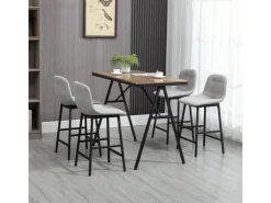HOMCOM Bartisch mit Barhocker Set 5-Teilig Stahl Hellgrau 120 x 60 x 91 cm* Möbelserien