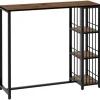 HOMCOM Bartisch mit Holzoptik Spanplatte Stahl Braun 120L x 40B x 105H cm
