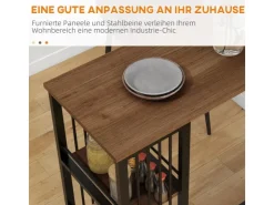 HOMCOM Bartisch mit Holzoptik Spanplatte Stahl Braun 120L x 40B x 105H cm