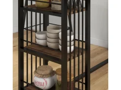 HOMCOM Bartisch mit Holzoptik Spanplatte Stahl Braun 120L x 40B x 105H cm