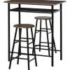 HOMCOM Bartisch Set mit 2 Barhocker MDF Metall Schwarz 80B x 50T x 90H cm* Möbelserien