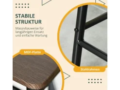 HOMCOM Bartisch Set mit 2 Barhocker MDF Metall Schwarz 80B x 50T x 90H cm* Möbelserien