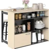 HOMCOM Bartisch Set Spanplatte Schwarz Eiche 116L x 70B x 89,5H cm* Möbelserien