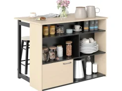 HOMCOM Bartisch Set Spanplatte Schwarz Eiche 116L x 70B x 89,5H cm* Möbelserien