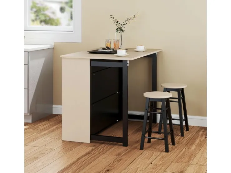 HOMCOM Bartisch Set Spanplatte Schwarz Eiche 116L x 70B x 89,5H cm* Möbelserien