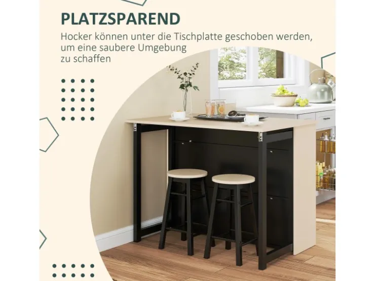 HOMCOM Bartisch Set Spanplatte Schwarz Eiche 116L x 70B x 89,5H cm* Möbelserien