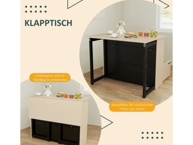 HOMCOM Bartisch Set Spanplatte Schwarz Eiche 116L x 70B x 89,5H cm* Möbelserien