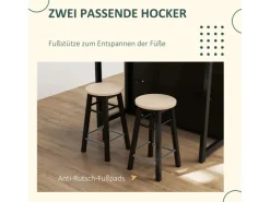 HOMCOM Bartisch Set Spanplatte Schwarz Eiche 116L x 70B x 89,5H cm* Möbelserien