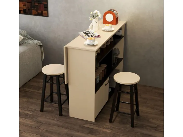 HOMCOM Bartisch Set Spanplatte Schwarz Eiche 116L x 70B x 89,5H cm* Möbelserien