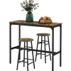 HOMCOM Bartisch-Set 3-Teilig im Industriedesign Stahl Rustikal-Braun