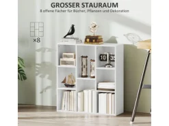 HOMCOM Bücherregal Standregal mit 8 Ebenen Aufbewahrungsregal
