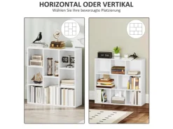 HOMCOM Bücherregal Standregal mit 8 Ebenen Aufbewahrungsregal
