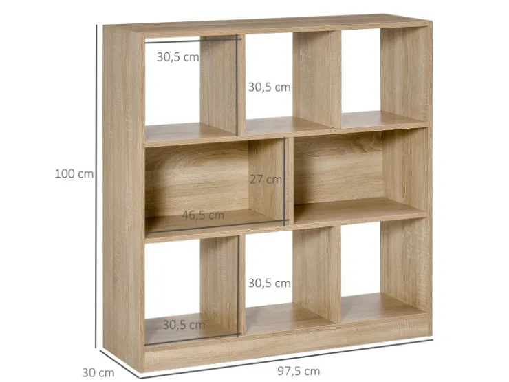 HOMCOM Bücherregal 3-Stöckige für Home-Office Wohnzimmer 97,5 x 30 x 100cm* Bücherregale