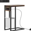 HOMCOM Beistelltisch MDF Stahl 46L x 25B x 62,5H cm Rustikal-Braun
