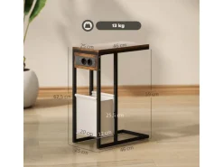 HOMCOM Beistelltisch MDF Stahl 46L x 25B x 62,5H cm Rustikal-Braun