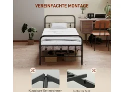 HOMCOM Bettrahmen Bettgestell Metall Schwarz 206,9L x 91,8B x 82,5H cm* Betten
