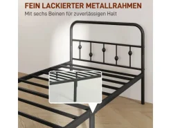HOMCOM Bettrahmen Bettgestell Metall Schwarz 206,9L x 91,8B x 82,5H cm* Betten