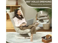 HOMCOM Bodenstuhl 360° Drehbar Bodensessel mit 5-Fach 70L x 62B x 95H cm