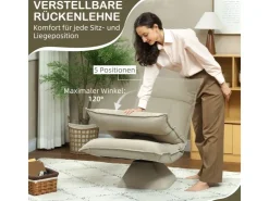 HOMCOM Bodenstuhl 360° Drehbar Bodensessel mit 5-Fach 70L x 62B x 95H cm