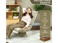 HOMCOM Bodenstuhl 360° Drehbar Bodensessel mit 5-Fach 70L x 62B x 95H cm