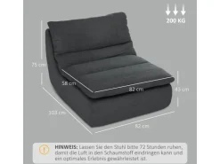 HOMCOM Bodenstuhl mit Einteiligem für Zuhause Büro 103L x 82B x 75H cm* Sofas