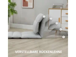 HOMCOM Bodenstuhl mit 5-Stufig mit Liegefunktion 72 x 71 x 60 cm