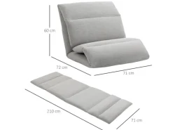 HOMCOM Bodenstuhl mit 5-Stufig mit Liegefunktion 72 x 71 x 60 cm