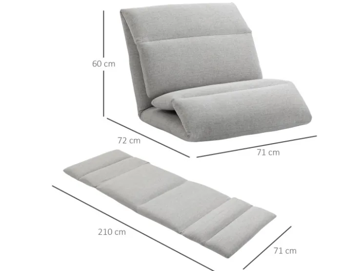 HOMCOM Bodenstuhl mit 5-Stufig mit Liegefunktion 72 x 71 x 60 cm