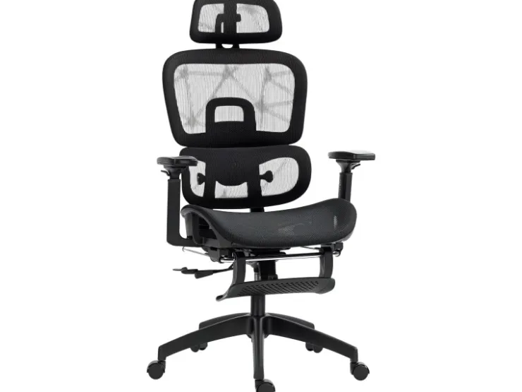 HOMCOM Bürostuhl mit Armlehne Polyester Schwarz 66L x 64B x 114-122H cm* Stühle