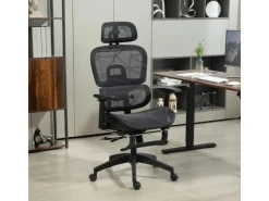 HOMCOM Bürostuhl mit Armlehne Polyester Schwarz 66L x 64B x 114-122H cm* Stühle