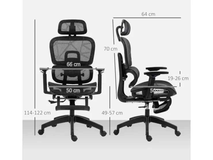 HOMCOM Bürostuhl mit Armlehne Polyester Schwarz 66L x 64B x 114-122H cm* Stühle
