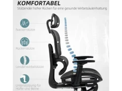 HOMCOM Bürostuhl mit Armlehne Polyester Schwarz 66L x 64B x 114-122H cm* Stühle