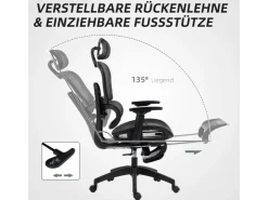 HOMCOM Bürostuhl mit Armlehne Polyester Schwarz 66L x 64B x 114-122H cm* Stühle