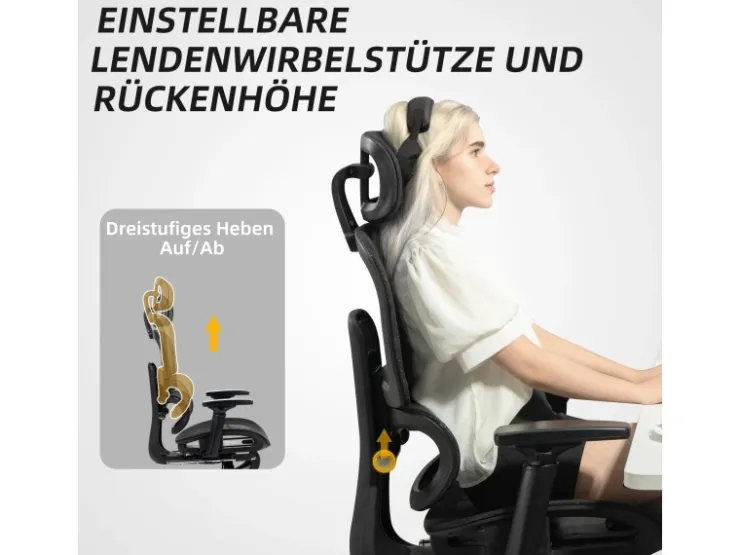HOMCOM Bürostuhl mit Armlehne Polyester Schwarz 66L x 64B x 114-122H cm* Stühle