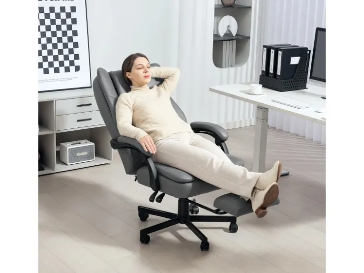 HOMCOM Bürostuhl mit Massagefunktion Mikrofaser-Stoff Schaumstoff 69L x 64B x 112-120H cm Grau* Stühle