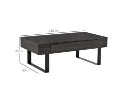 HOMCOM Couchtisch Spanplatte Eisen Dunkelgrau 110B x 60T x 40H cm* Tische