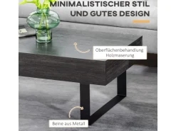 HOMCOM Couchtisch Spanplatte Eisen Dunkelgrau 110B x 60T x 40H cm* Tische