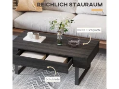 HOMCOM Couchtisch Spanplatte Eisen Dunkelgrau 110B x 60T x 40H cm* Tische