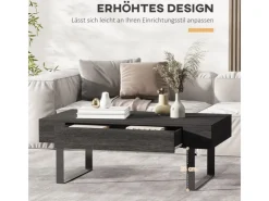 HOMCOM Couchtisch Spanplatte Eisen Dunkelgrau 110B x 60T x 40H cm* Tische