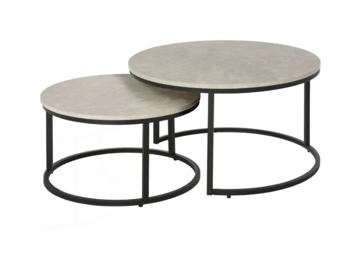 HOMCOM Couchtisch 2er-Set mit Metallgestell Stapelbar für Wohnzimmer Grau* Tische