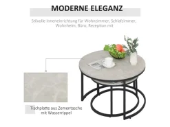 HOMCOM Couchtisch 2er-Set mit Metallgestell Stapelbar für Wohnzimmer Grau* Tische