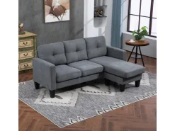 HOMCOM Ecksofa Polyester Schaumstoff 186L x 130B x 84H cm Dunkelgrau